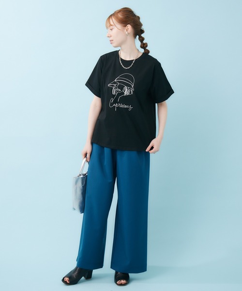 ROSIEE（ロージー）の「ROSIEE 女の子コード刺繍T（Tシャツ/カットソー・レディース・ホワイト/ブラック・FREE）」の4枚目の写真