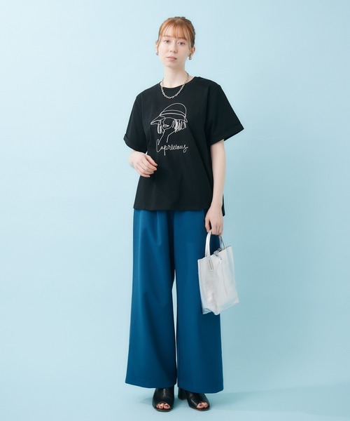 ROSIEE（ロージー）の「ROSIEE 女の子コード刺繍T（Tシャツ/カットソー・レディース・ホワイト/ブラック・FREE）」の5枚目の写真