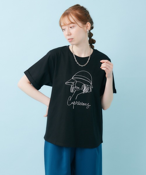 ROSIEE（ロージー）の「ROSIEE 女の子コード刺繍T（Tシャツ/カットソー・レディース・ホワイト/ブラック・FREE）」の7枚目の写真