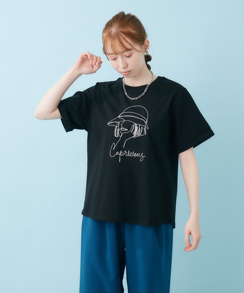 ROSIEE（ロージー）の「ROSIEE 女の子コード刺繍T（Tシャツ/カットソー・レディース・ホワイト/ブラック・FREE）」の9枚目の写真