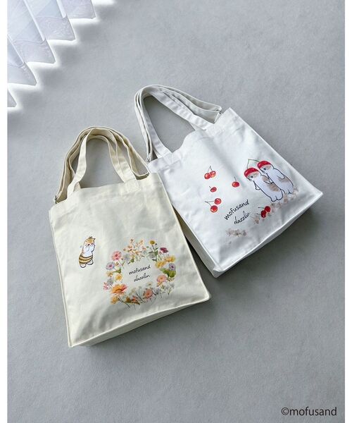 dazzlin（ダズリン）の「【mofusandコラボ】イラストトートBAG（トートバッグ・レディース・イエロー/オフホワイト・FREE）」の7枚目の写真