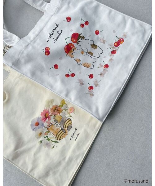 dazzlin（ダズリン）の「【mofusandコラボ】イラストトートBAG（トートバッグ・レディース・イエロー/オフホワイト・FREE）」の9枚目の写真