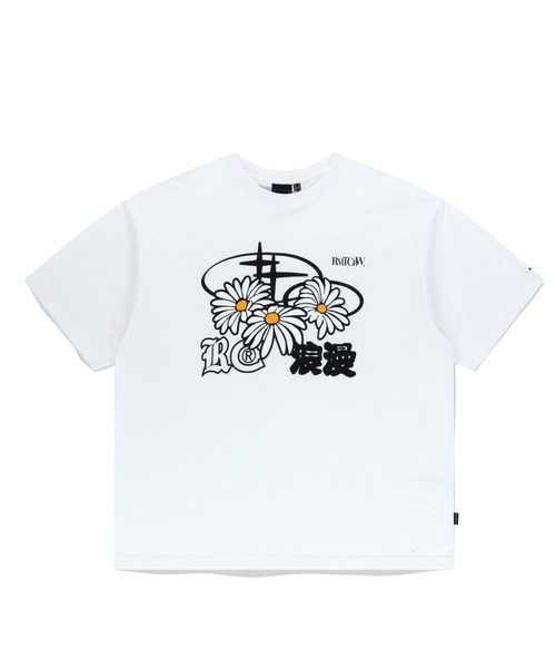 【セール】A'GEM/9 × .kom 『ROMANTIC CROWN/ロマンティック クラウン』 TRIPLE DAISY MIXED LOGO TEE SHIRT/デージーロゴTシャツ（Tシャツ/カットソー）｜ROMANTIC CROWN（ロマンティッククラウン）