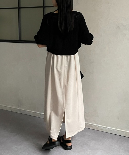 Thevon(ゼボン)の「ジョーゼットナローキャミワンピース(ジャンパースカート・レディース・オレンジ/ブラック/オフホワイト/グレー・FREE)」の7枚目の写真