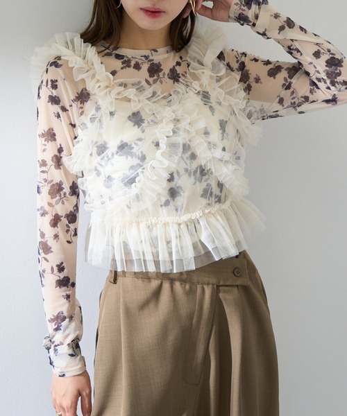 セール】【MAISON BREEZE reveur】チュールフリルビスチェ