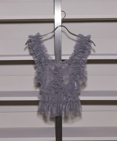 MAISON BREEZE reveur（メゾンブリーズレヴール）の「【MAISON BREEZE reveur】チュールフリルビスチェ（キャミソール・レディース・オフホワイト/ブラック/グレー・FREE）」の8枚目の写真