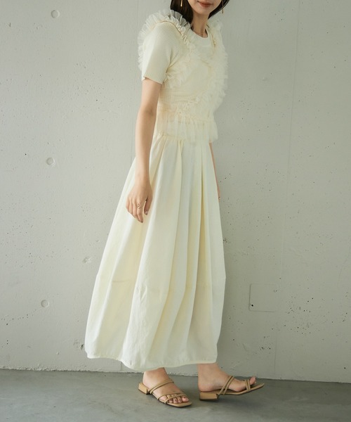 MAISON BREEZE reveur（メゾンブリーズレヴール）の「【MAISON BREEZE reveur】チュールフリルビスチェ（キャミソール・レディース・オフホワイト/ブラック/グレー・FREE）」の20枚目の写真