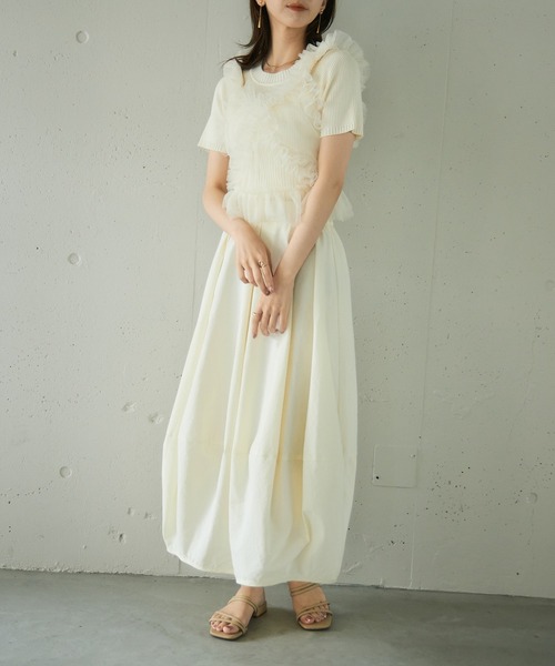 MAISON BREEZE reveur（メゾンブリーズレヴール）の「【MAISON BREEZE reveur】チュールフリルビスチェ（キャミソール・レディース・オフホワイト/ブラック/グレー・FREE）」の22枚目の写真