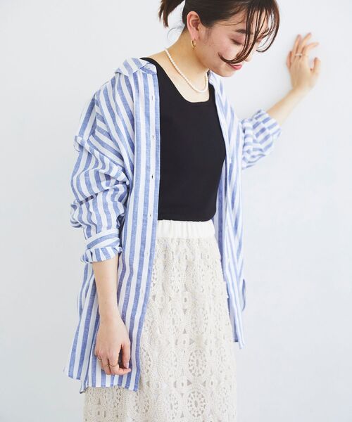 le.coeur blanc(ルクールブラン)の「スクエアニットタンク(タンクトップ・レディース・ブラック/ホワイト/ベージュ・38)」の15枚目の写真