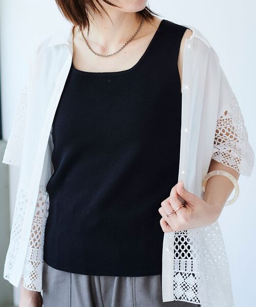 le.coeur blanc(ルクールブラン)の「スクエアニットタンク(タンクトップ・レディース・ブラック/ホワイト/ベージュ・38)」の19枚目の写真