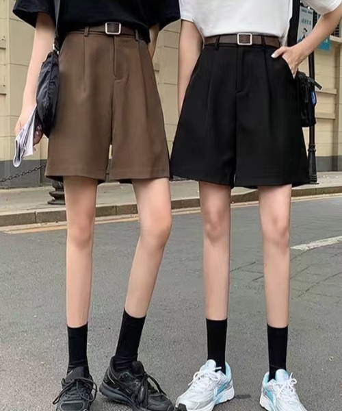 SHEENA（シーナ）の「さらさら涼感生地タックショートパンツ（スラックス・レディース・モカ/ブラック・M）」の9枚目の写真