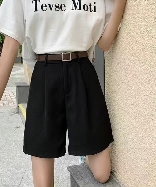 SHEENA（シーナ）の「さらさら涼感生地タックショートパンツ（スラックス・レディース・モカ/ブラック・M）」の6枚目の写真