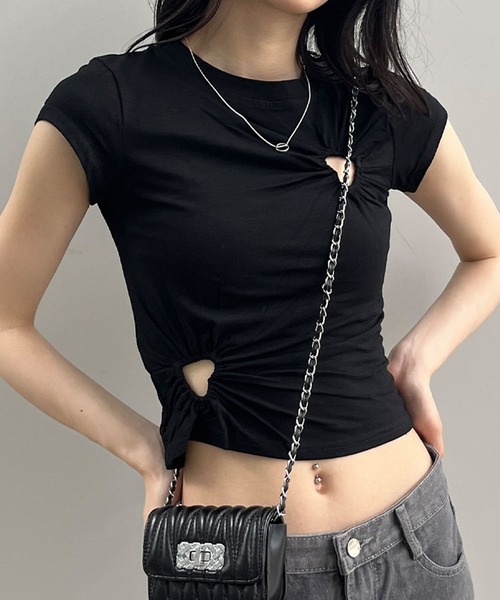 tシャツ HandsomeCottonカットアウトTシャツ レディース Amazon | [チャコット] HandsomeCotton カットアウトTシャツ | T
