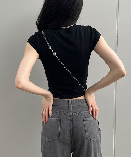 セール】ハートカットアウトショート丈半袖Tシャツ（Tシャツ