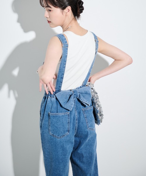 paravion（パラビオン）の「バックリボンデニムサロペット（サロペット