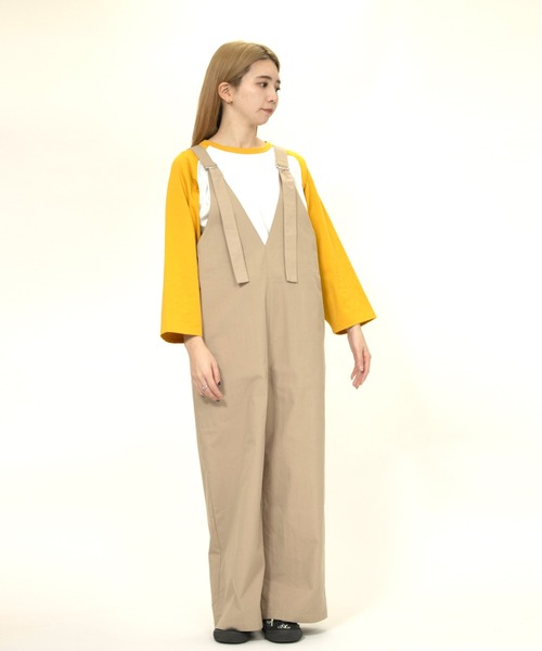 UNIVERSAL OVERALL（ユニバーサルオーバーオール）の「ラグランスリーブ / RAGLAN SLEEVE TEE（Tシャツ/カットソー・レディース・ブラウン系その他3/ホワイト×イエロー・L/M/S）」の9枚目の写真