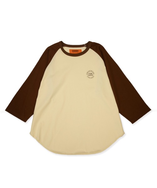 UNIVERSAL OVERALL（ユニバーサルオーバーオール）の「ラグランスリーブ / RAGLAN SLEEVE TEE（Tシャツ/カットソー・レディース・ブラウン系その他3/ホワイト×イエロー・L/M/S）」の19枚目の写真