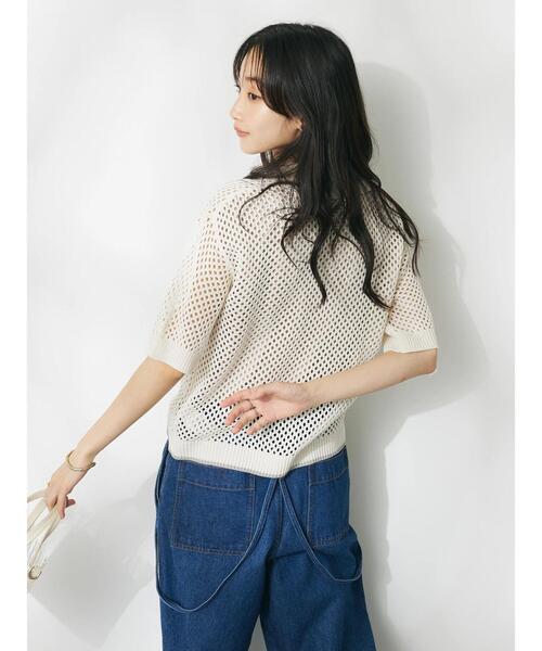 CRAFT STANDARD BOUTIQUE（クラフトスタンダードブティック）の「配色メッシュニットカーディガン（カーディガン/ボレロ・レディース・アイボリー/ブラック/グレイッシュブルー・FREE）」の16枚目の写真