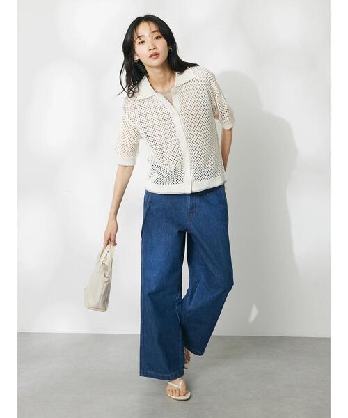 CRAFT STANDARD BOUTIQUE（クラフトスタンダードブティック）の「配色メッシュニットカーディガン（カーディガン/ボレロ・レディース・アイボリー/ブラック/グレイッシュブルー・FREE）」の17枚目の写真