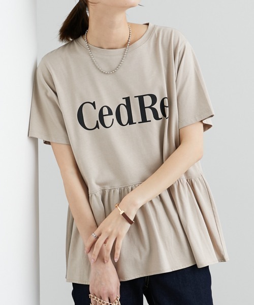 nissen（ニッセン）の「ペプラムロゴプリントTシャツ（Tシャツ/カットソー・レディース・オレンジ/オフホワイト/ブラック/ベージュ・L/M/S/LL）」の4枚目の写真