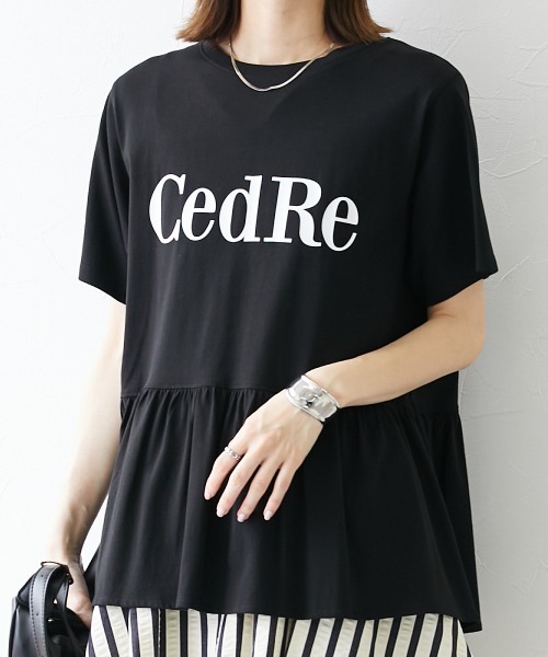 nissen（ニッセン）の「ペプラムロゴプリントTシャツ（Tシャツ/カットソー・レディース・オレンジ/オフホワイト/ブラック/ベージュ・L/M/S/LL）」の3枚目の写真