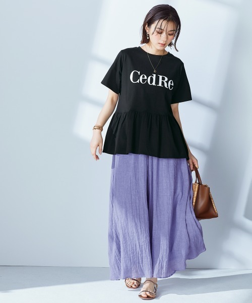 nissen（ニッセン）の「ペプラムロゴプリントTシャツ（Tシャツ/カットソー・レディース・オレンジ/オフホワイト/ブラック/ベージュ・L/M/S/LL）」の8枚目の写真