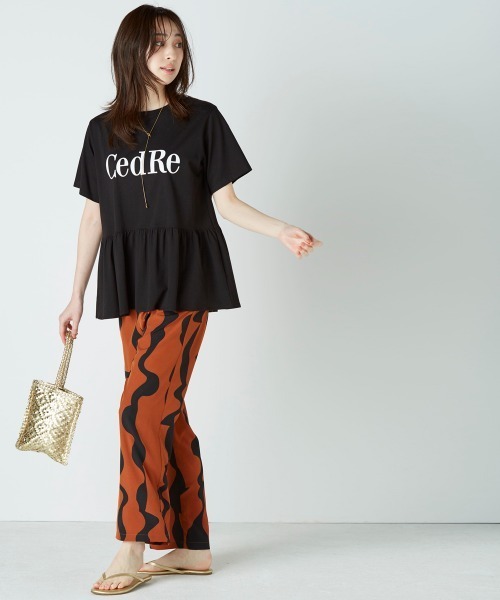 nissen（ニッセン）の「ペプラムロゴプリントTシャツ（Tシャツ/カットソー・レディース・オレンジ/オフホワイト/ブラック/ベージュ・L/M/S/LL）」の5枚目の写真