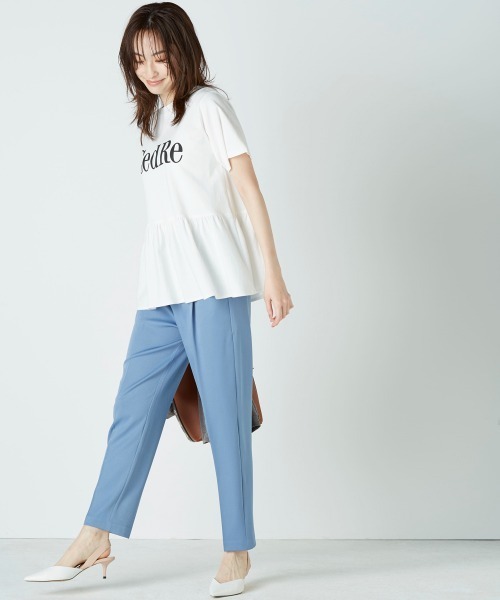 nissen（ニッセン）の「ペプラムロゴプリントTシャツ（Tシャツ/カットソー・レディース・オレンジ/オフホワイト/ブラック/ベージュ・L/M/S/LL）」の9枚目の写真