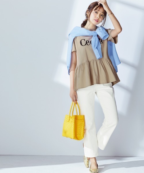 nissen（ニッセン）の「ペプラムロゴプリントTシャツ（Tシャツ/カットソー・レディース・オレンジ/オフホワイト/ブラック/ベージュ・L/M/S/LL）」の12枚目の写真