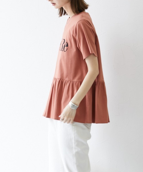 nissen（ニッセン）の「ペプラムロゴプリントTシャツ（Tシャツ/カットソー・レディース・オレンジ/オフホワイト/ブラック/ベージュ・L/M/S/LL）」の16枚目の写真