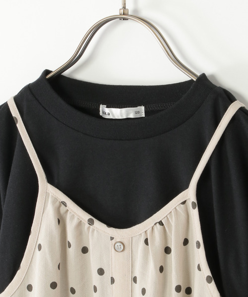 ikka(イッカ)の「キャミ×ジャンパースカートドッキングワンピース(120~160cm)(ワンピース・キッズ・ベージュ/ブラック/グリーン・150/140/130/120/160)」の8枚目の写真