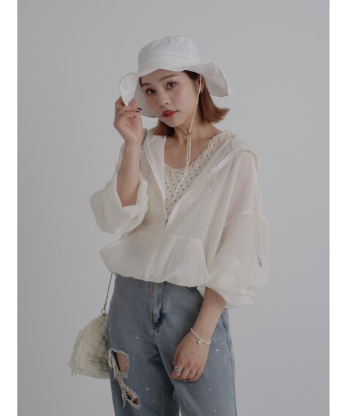 JUMELLE（ジュメロ）の「sheer blouson（シャツ/ブラウス・レディース・ピンク/アイボリー・FREE）」の15枚目の写真