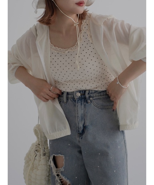 JUMELLE（ジュメロ）の「sheer blouson（シャツ/ブラウス・レディース・ピンク/アイボリー・FREE）」の13枚目の写真