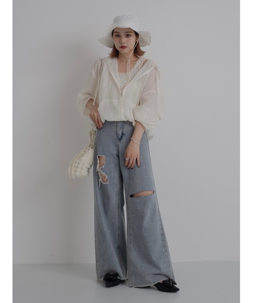 JUMELLE（ジュメロ）の「sheer blouson（シャツ/ブラウス・レディース・ピンク/アイボリー・FREE）」の3枚目の写真