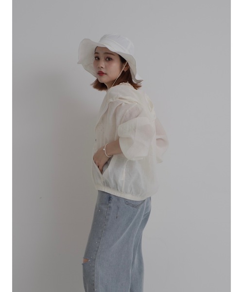 JUMELLE（ジュメロ）の「sheer blouson（シャツ/ブラウス・レディース・ピンク/アイボリー・FREE）」の5枚目の写真