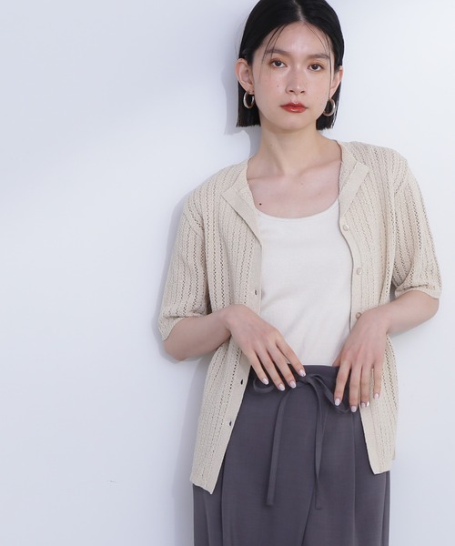 N.(N. Natural Beauty Basic)(エヌエヌナチュラルビューティーベーシック)の「◆カイキン柄編みニット(ニット/セーター・レディース・ベージュ/オレンジ/ブラック・MEDIUM)」の1枚目の写真