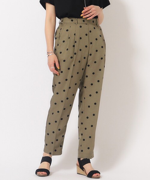 DRESKIP(ドレスキップ)の「◆【洗える/UV】コーデのアクセントに!麻調ドットプリントテーパードパンツ(その他パンツ・レディース・チャコール/ベージュ系5/オリーブ系9・03/02/04)」の3枚目の写真