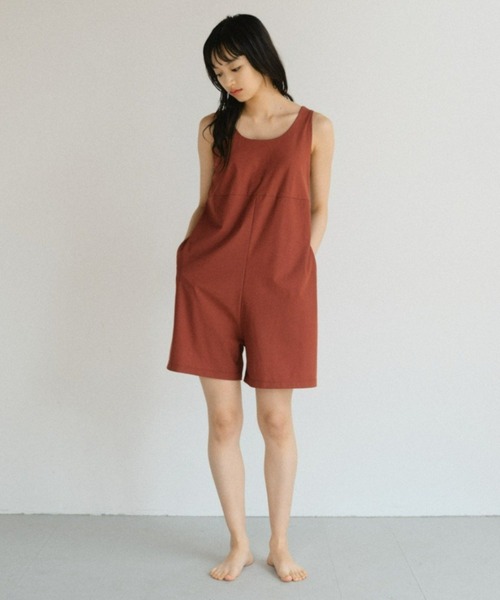 earthy（アーシー）の「【UVカット・吸水速乾】ショートオールインワン（サロペット/オーバーオール・レディース・ブラック/キャメル/モカ・FREE）」の3枚目の写真