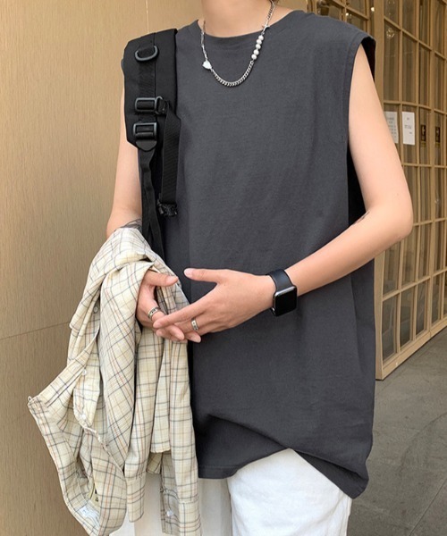 B'day(ビーデイ)の「【 B'day / ビーデー 】ルーズシルエットノースリーブ(Tシャツ/カットソー・メンズ・チャコールグレー/ブラック/ホワイト・X-LARGE/LARGE/MEDIUM)」の1枚目の写真