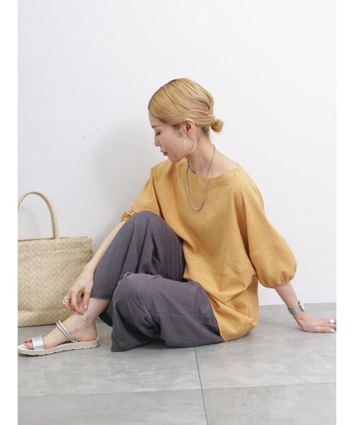 Samansa Mos2 blue（サマンサモスモスブルー）の「リネンタッチバルーンスリーブブラウス（シャツ/ブラウス・レディース・ライトベージュ/ラベンダー/オレンジ・F）」の3枚目の写真