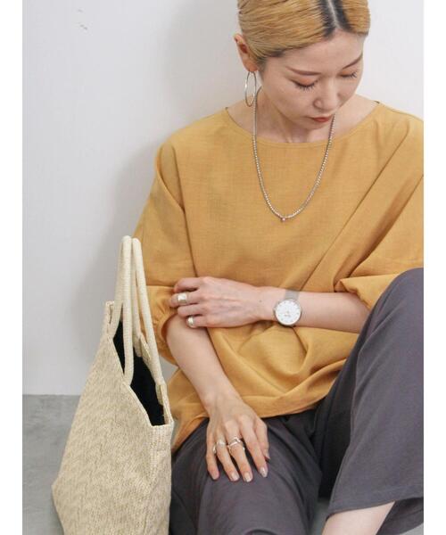 Samansa Mos2 blue（サマンサモスモスブルー）の「リネンタッチバルーンスリーブブラウス（シャツ/ブラウス・レディース・ライトベージュ/ラベンダー/オレンジ・F）」の4枚目の写真