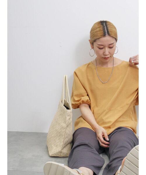 Samansa Mos2 blue（サマンサモスモスブルー）の「リネンタッチバルーンスリーブブラウス（シャツ/ブラウス・レディース・ライトベージュ/ラベンダー/オレンジ・F）」の5枚目の写真