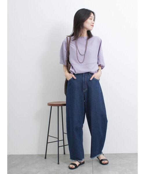 Samansa Mos2 blue（サマンサモスモスブルー）の「リネンタッチバルーンスリーブブラウス（シャツ/ブラウス・レディース・ライトベージュ/ラベンダー/オレンジ・F）」の10枚目の写真