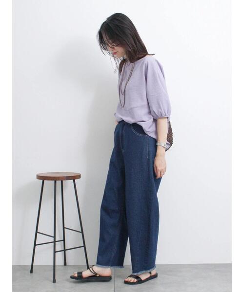 Samansa Mos2 blue（サマンサモスモスブルー）の「リネンタッチバルーンスリーブブラウス（シャツ/ブラウス・レディース・ライトベージュ/ラベンダー/オレンジ・F）」の13枚目の写真