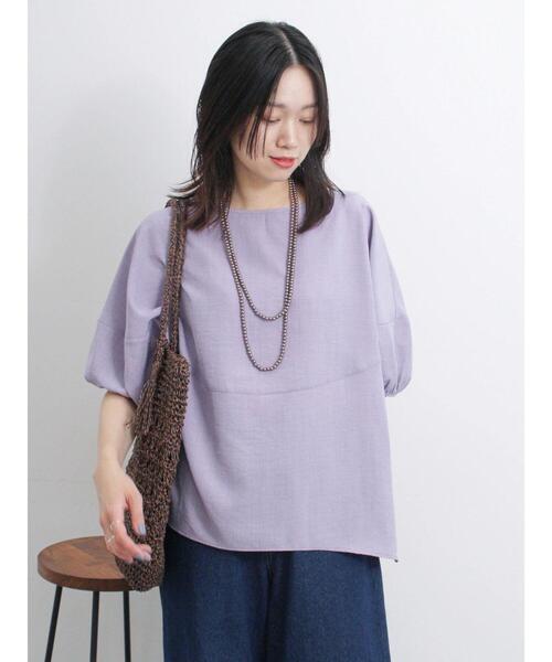 Samansa Mos2 blue（サマンサモスモスブルー）の「リネンタッチバルーンスリーブブラウス（シャツ/ブラウス・レディース・ライトベージュ/ラベンダー/オレンジ・F）」の15枚目の写真