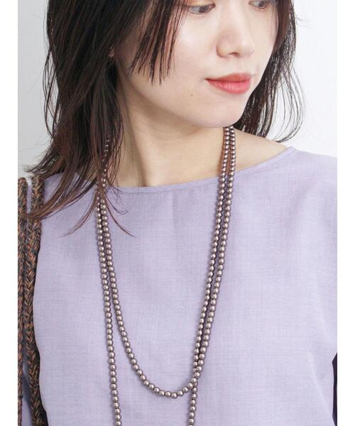 Samansa Mos2 blue（サマンサモスモスブルー）の「リネンタッチバルーンスリーブブラウス（シャツ/ブラウス・レディース・ライトベージュ/ラベンダー/オレンジ・F）」の16枚目の写真