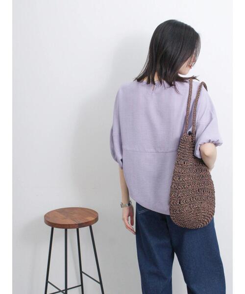 Samansa Mos2 blue（サマンサモスモスブルー）の「リネンタッチバルーンスリーブブラウス（シャツ/ブラウス・レディース・ライトベージュ/ラベンダー/オレンジ・F）」の18枚目の写真