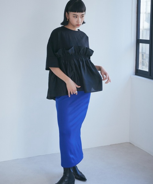 ROSE BUD(ローズバッド)の「大人が着るのはこれ。ドッキングフリルカットソー(Tシャツ/カットソー・レディース・グレー/ブラック・FREE)」の18枚目の写真