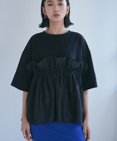 ROSE BUD(ローズバッド)の「大人が着るのはこれ。ドッキングフリルカットソー(Tシャツ/カットソー・レディース・グレー/ブラック・FREE)」の21枚目の写真