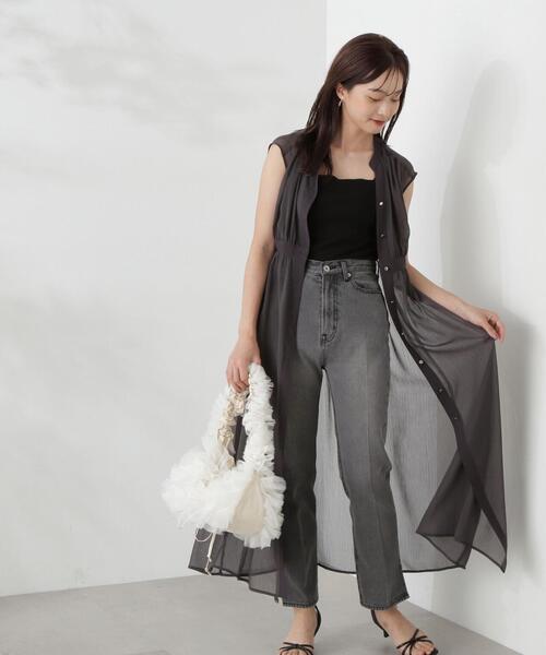 M【新品インポートセレクト】柔らかシフォンシアーワンピースアンダー付き セール】肩開きフリル花柄シフォンワンピース（ワンピース